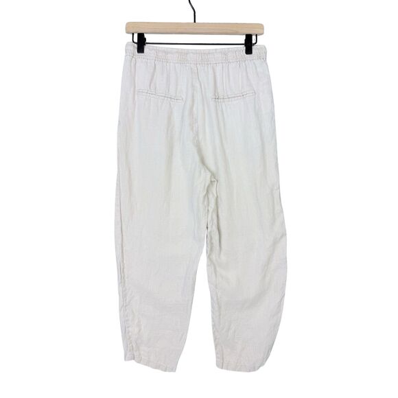 Women S Mango Beige Linen Blend Jogger Pants Drawstring Waist Relaxed Minimalist - Picture 2 of 4